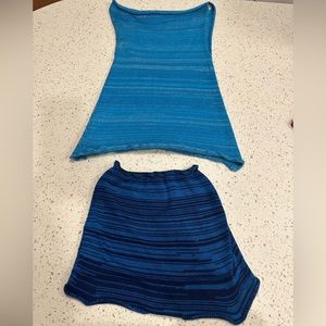 Krel wear top and short handmade knit size S fits 0-8 blues NWOT